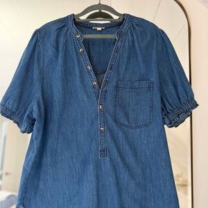 The Aly Denim Puff-Sleeve Blouse | Anthropologie